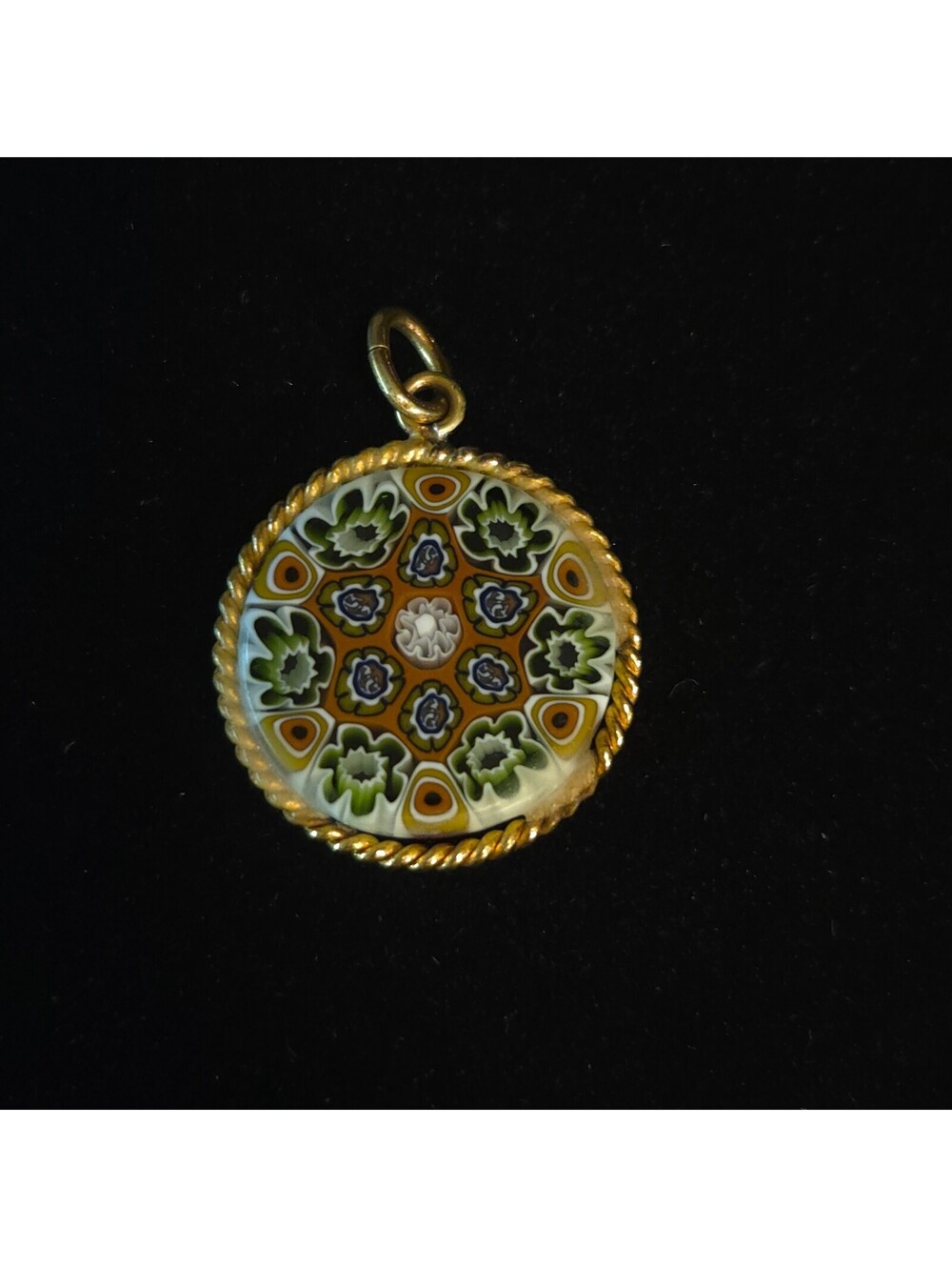 Vintage Gold-plated Italian Millefiori Art Glass Pendant - Picture 4 of 7